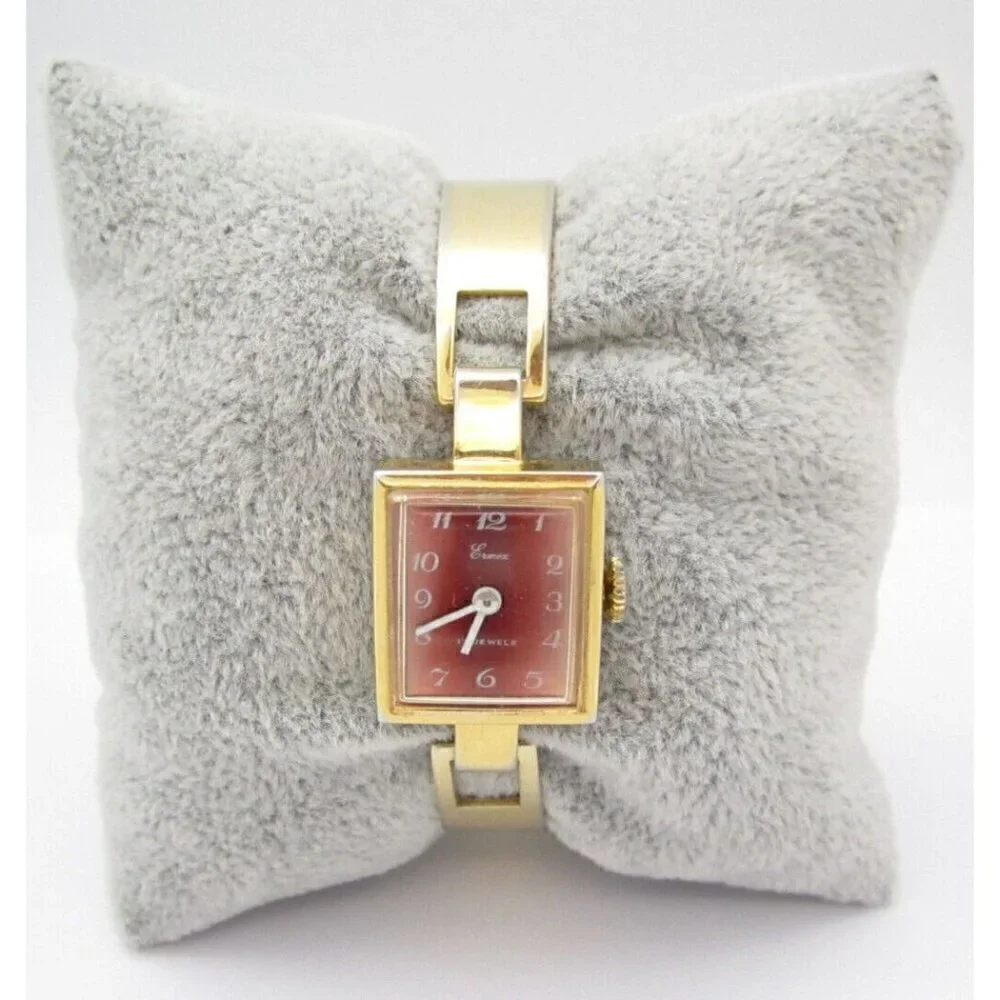 Vtg Ermex Hand‎ Wind WR Analog Dial Causal Square Watch (G456)